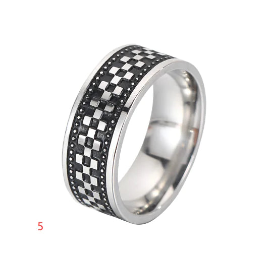 Ring „Grevan“ – Herrenring aus Titanstahl im Retro-Geometrie-Design