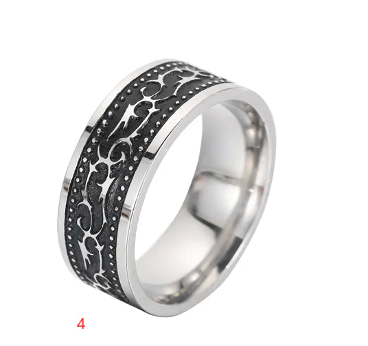 Ring „Grevan“ – Herrenring aus Titanstahl im Retro-Geometrie-Design