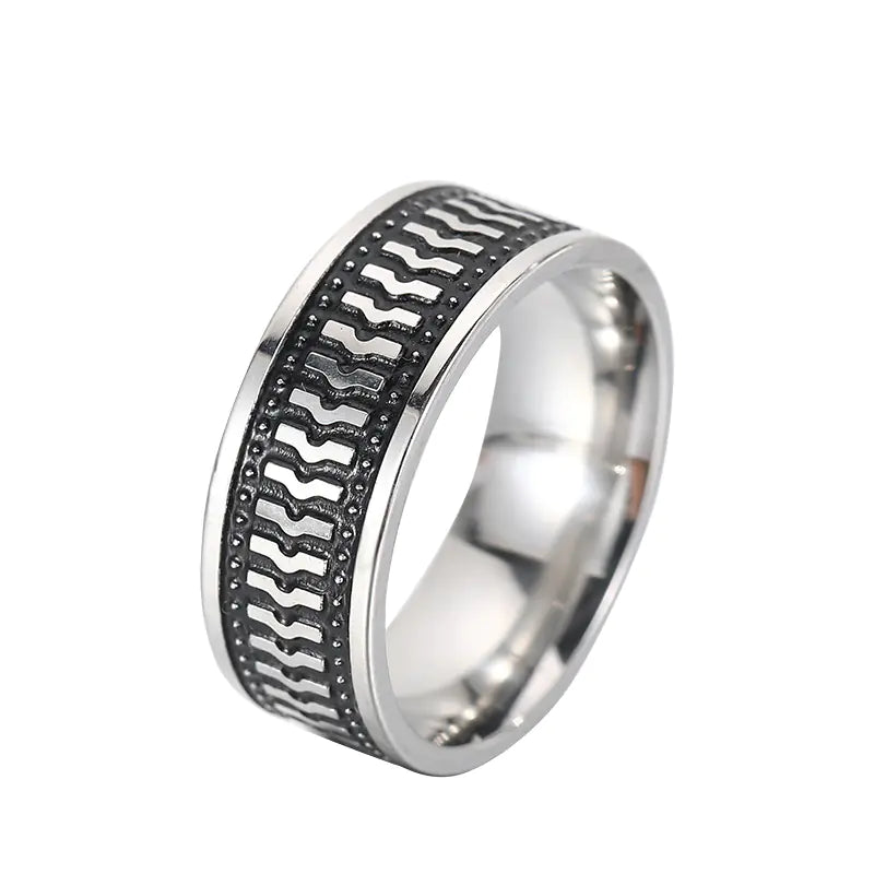 Ring „Grevan“ – Herrenring aus Titanstahl im Retro-Geometrie-Design