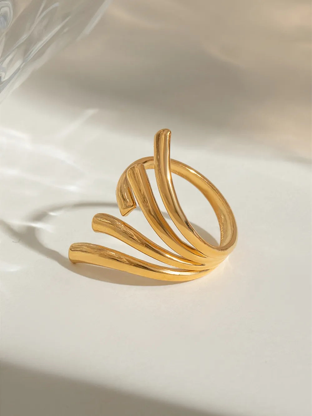 Ring „Naria“ – Offener Ring aus Edelstahl, 18K vergoldet