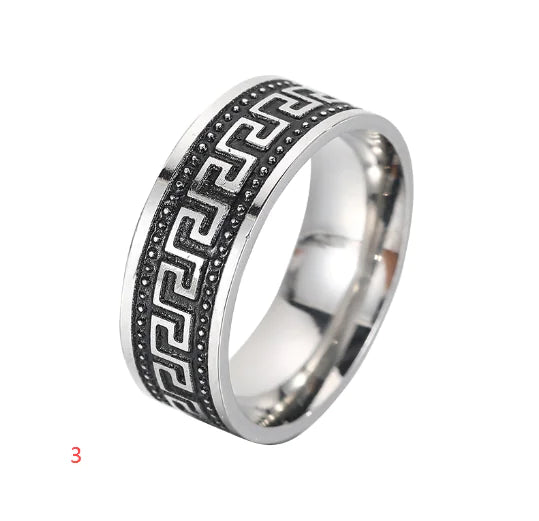 Ring „Grevan“ – Herrenring aus Titanstahl im Retro-Geometrie-Design