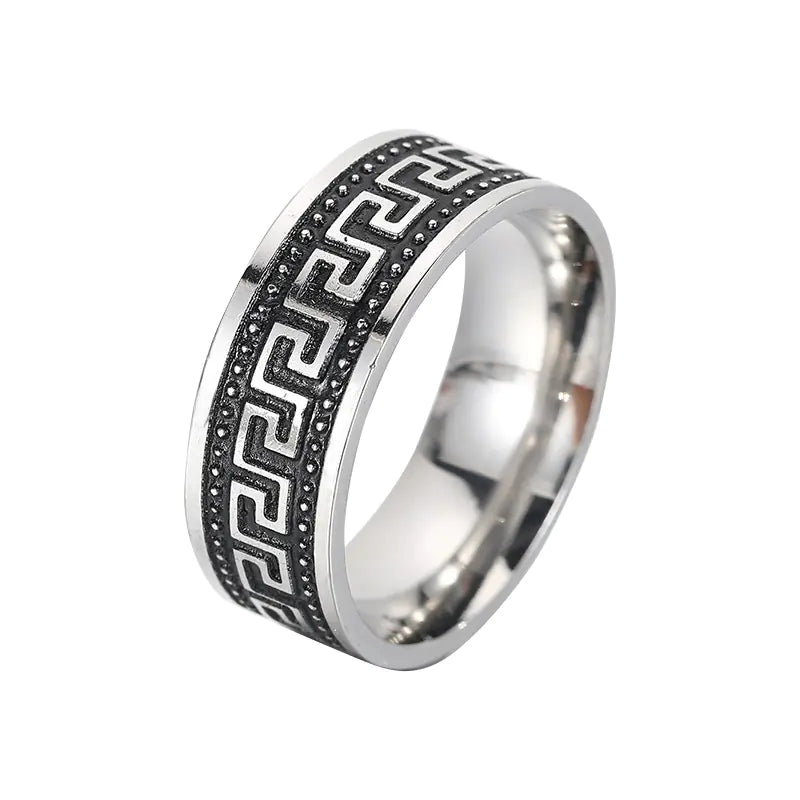 Ring „Grevan“ – Herrenring aus Titanstahl im Retro-Geometrie-Design