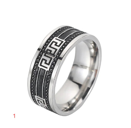 Ring „Grevan“ – Herrenring aus Titanstahl im Retro-Geometrie-Design