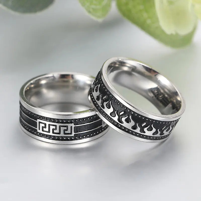 Ring „Grevan“ – Herrenring aus Titanstahl im Retro-Geometrie-Design