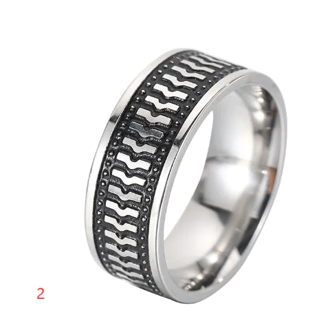 Ring „Grevan“ – Herrenring aus Titanstahl im Retro-Geometrie-Design